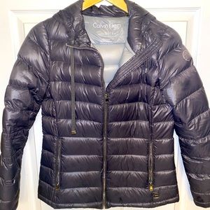 Calvin Klein Packable Lightweight Gray Premium Down Coat Size S